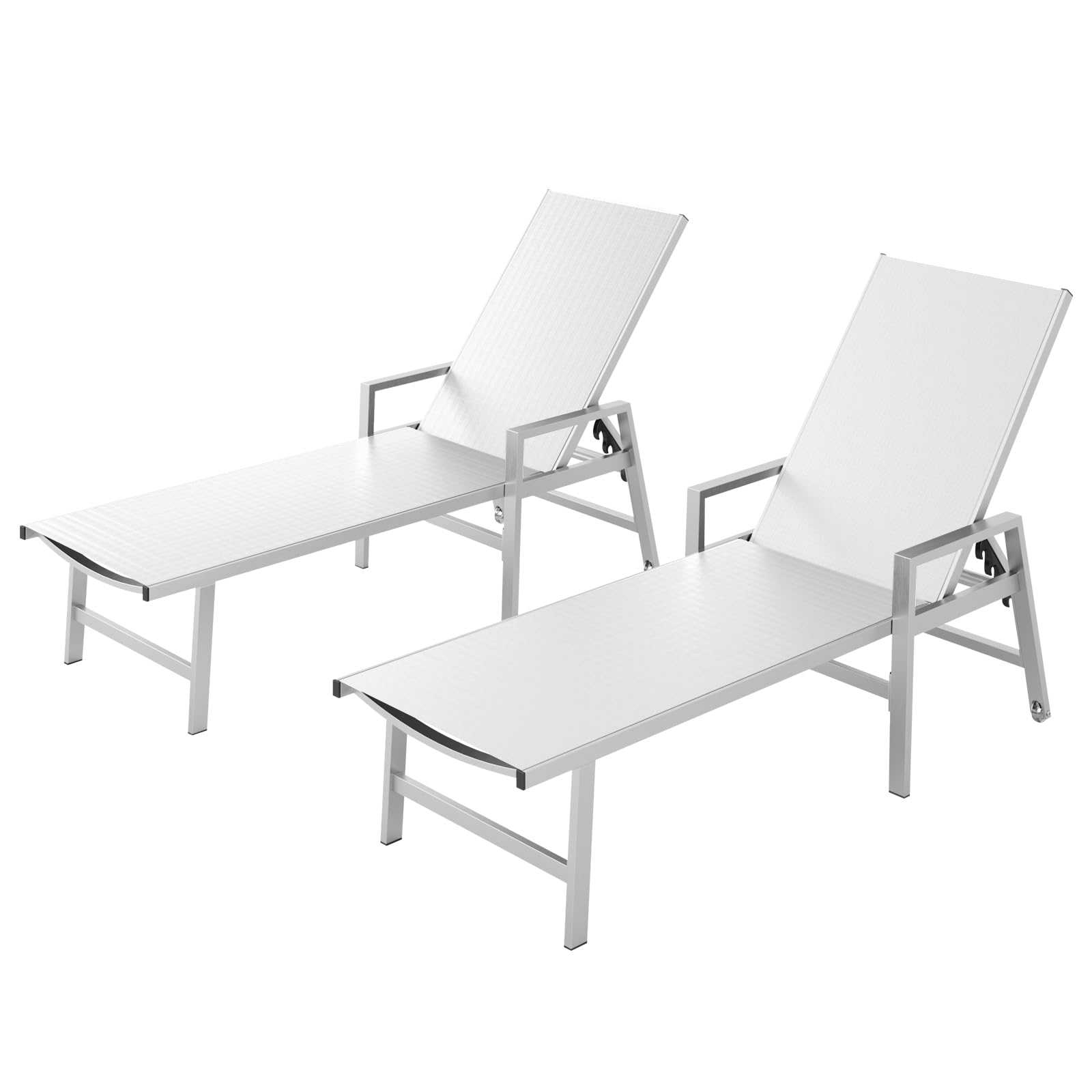 Aluminum Wheeled Adjustable Pool Patio Lounge Recliner Chair