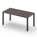 7pc Aluminum Gray-Teak Dining Set Umbrella Hole Chairs