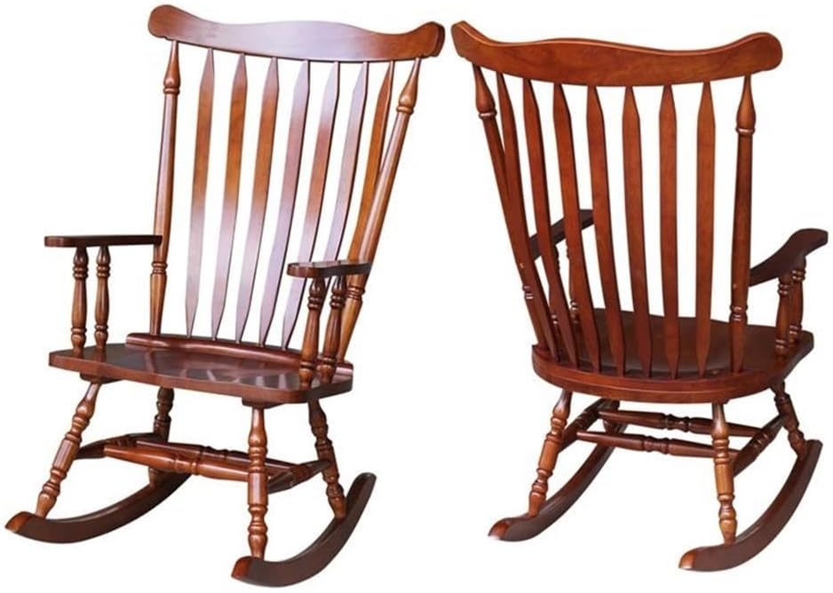 Solid Wood Cherry Finish Outdoor Rocking Chair