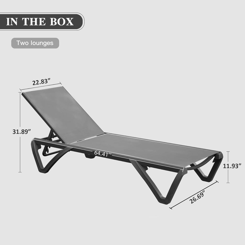 Adjustable Aluminum Textilene Pool Chaise Lounges