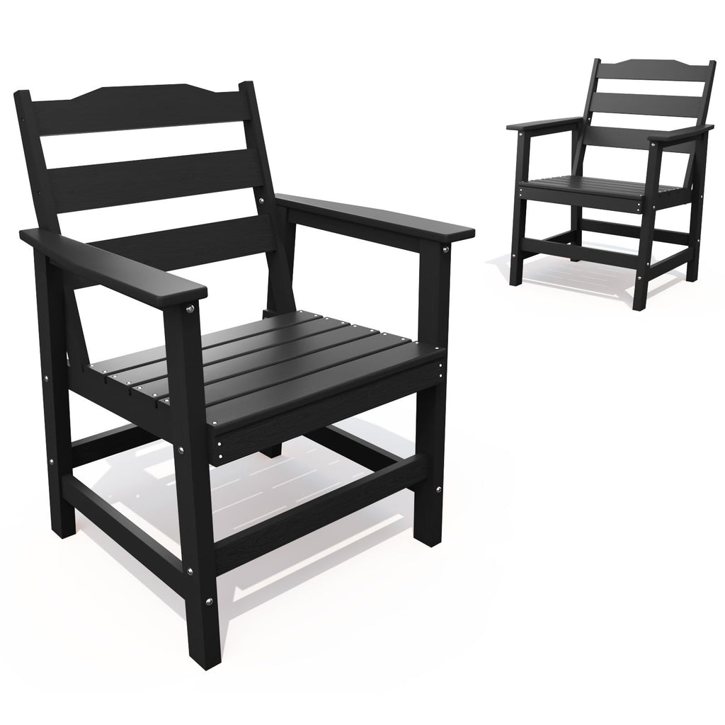 7pc Aluminum Dining Set Black HDPE Umbrella Hole