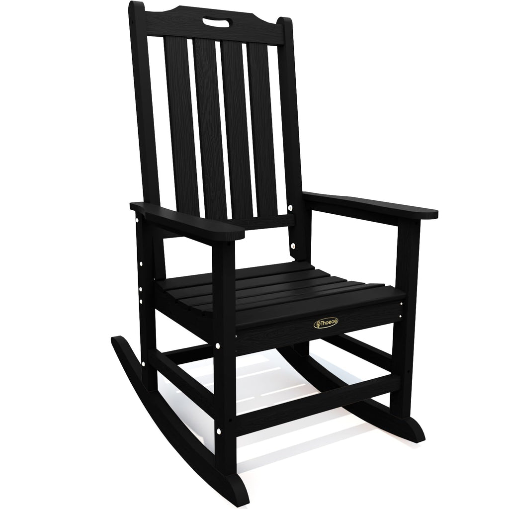 High Back HDPE Weatherproof Patio Rocking Chairs 2-Pack