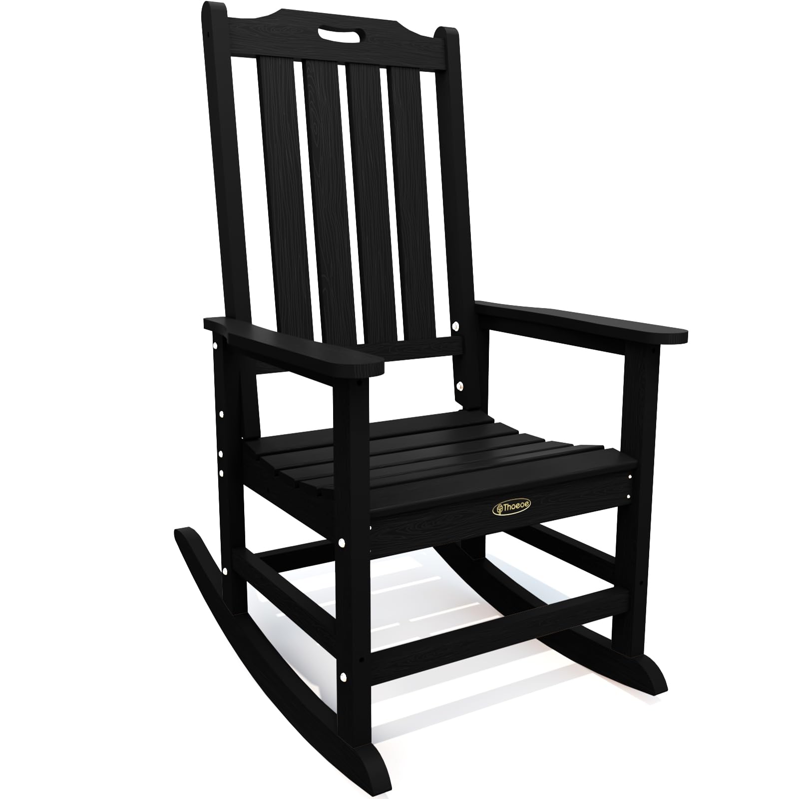 High Back HDPE Weatherproof Patio Rocking Chairs 2-Pack