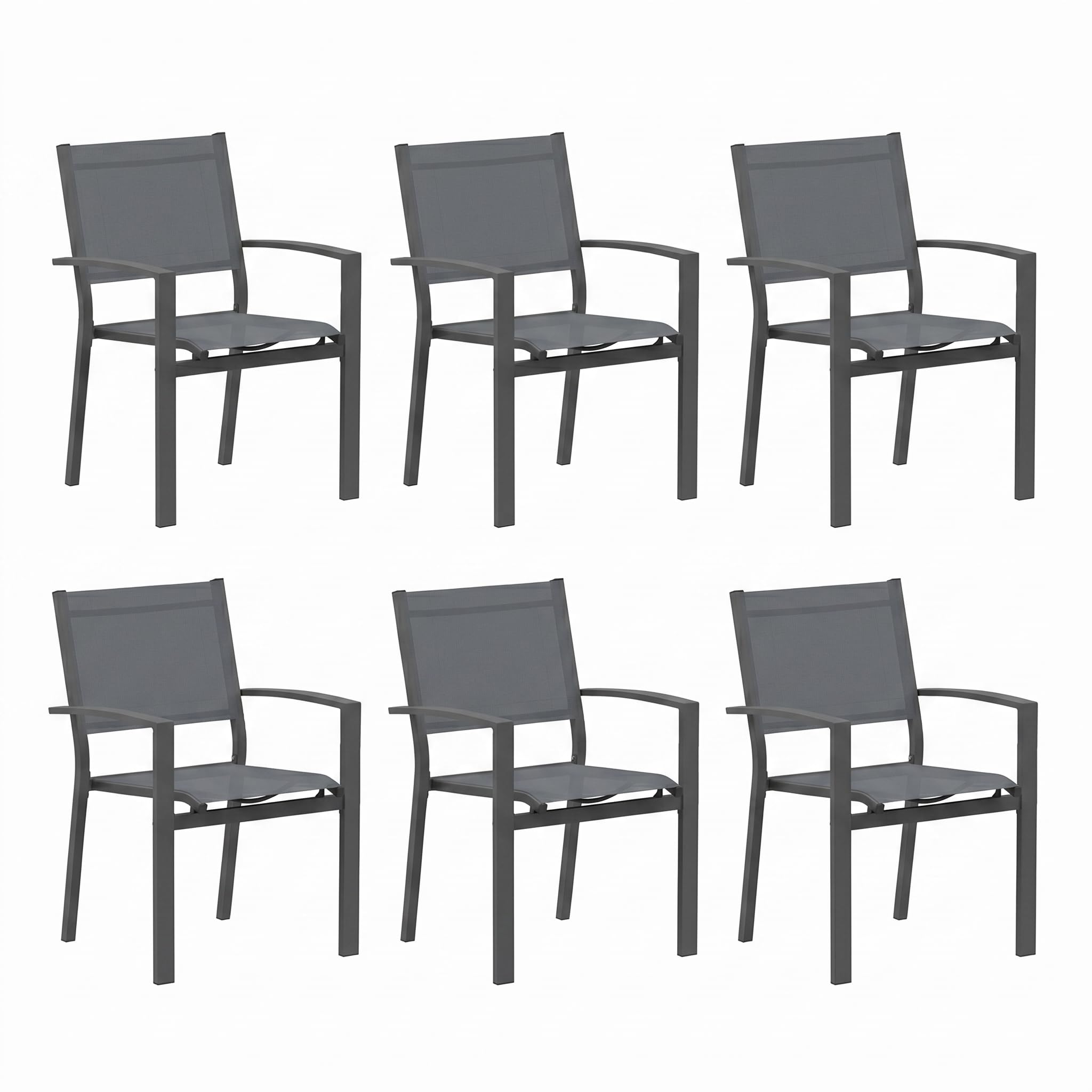 6 Seat Aluminum Table Metal Textilene Dining Set
