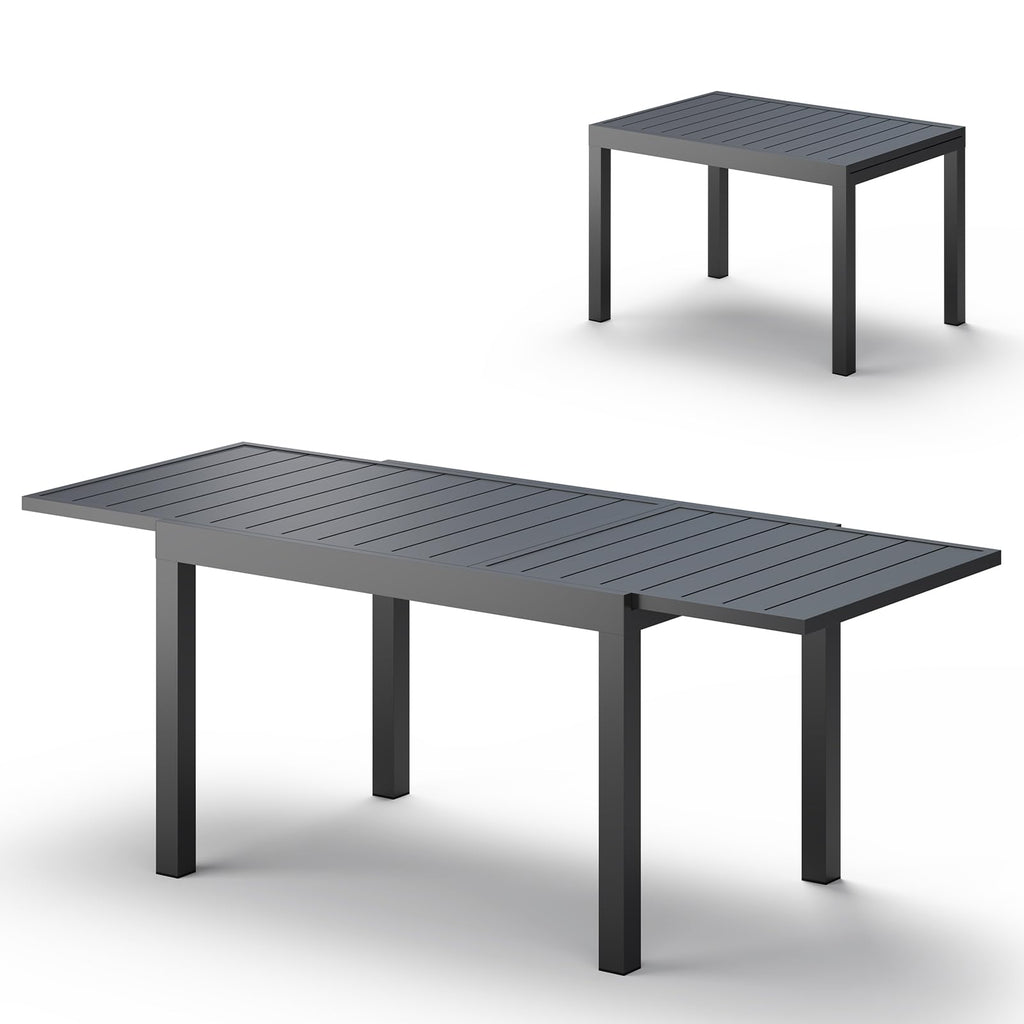6 Seat Aluminum Expandable Dining Set Gray Textilene