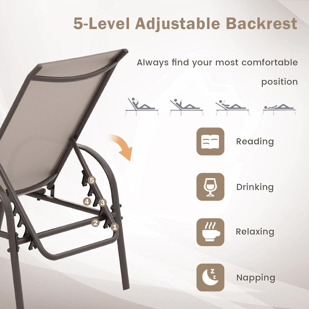 Adjustable Steel Patio Tanning Lounge Chair 2 Pack