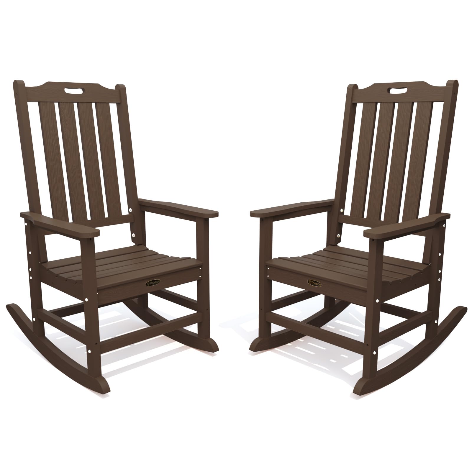 High Back HDPE Weatherproof Patio Rocking Chairs 2-Pack