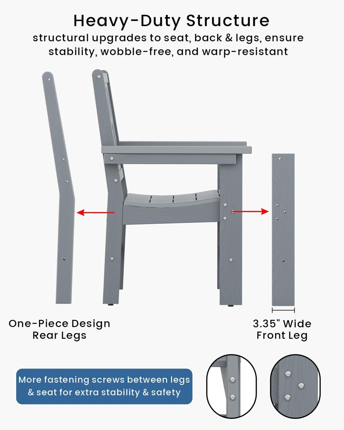 7pc Grey HDPE Dining Set Six Chairs Umbrella Hole