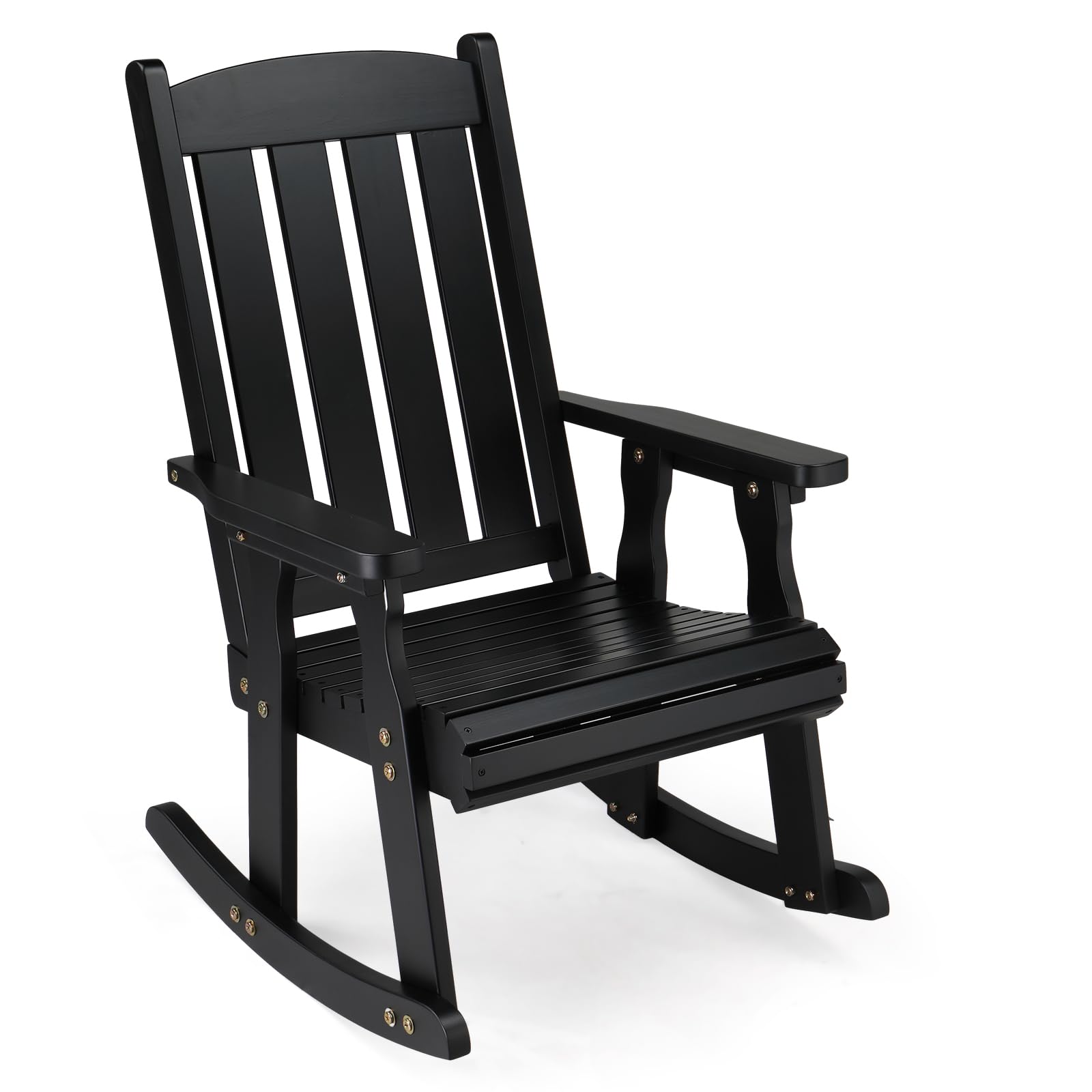 Heavy Duty Weatherproof High Back Wooden Patio Rocking Chair