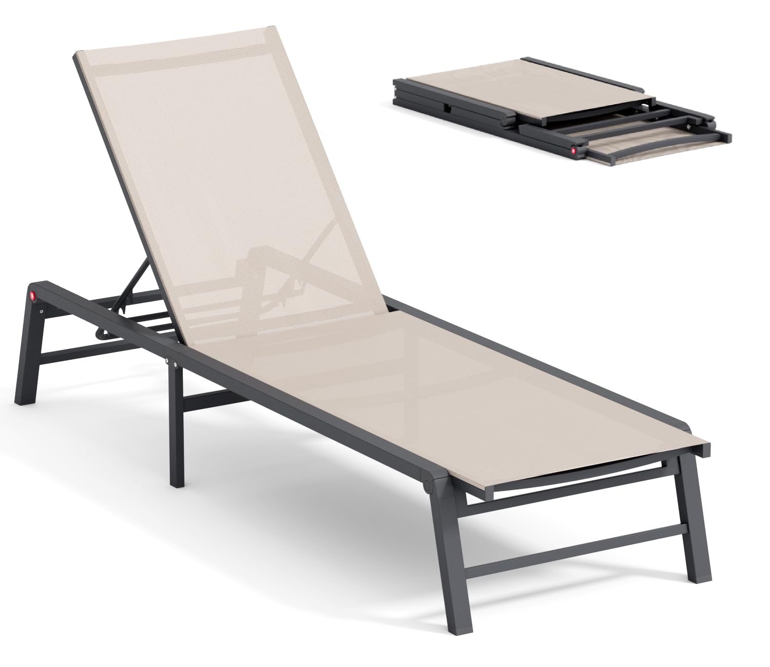 Foldable Aluminum Pool Adjustable Lounge Chair