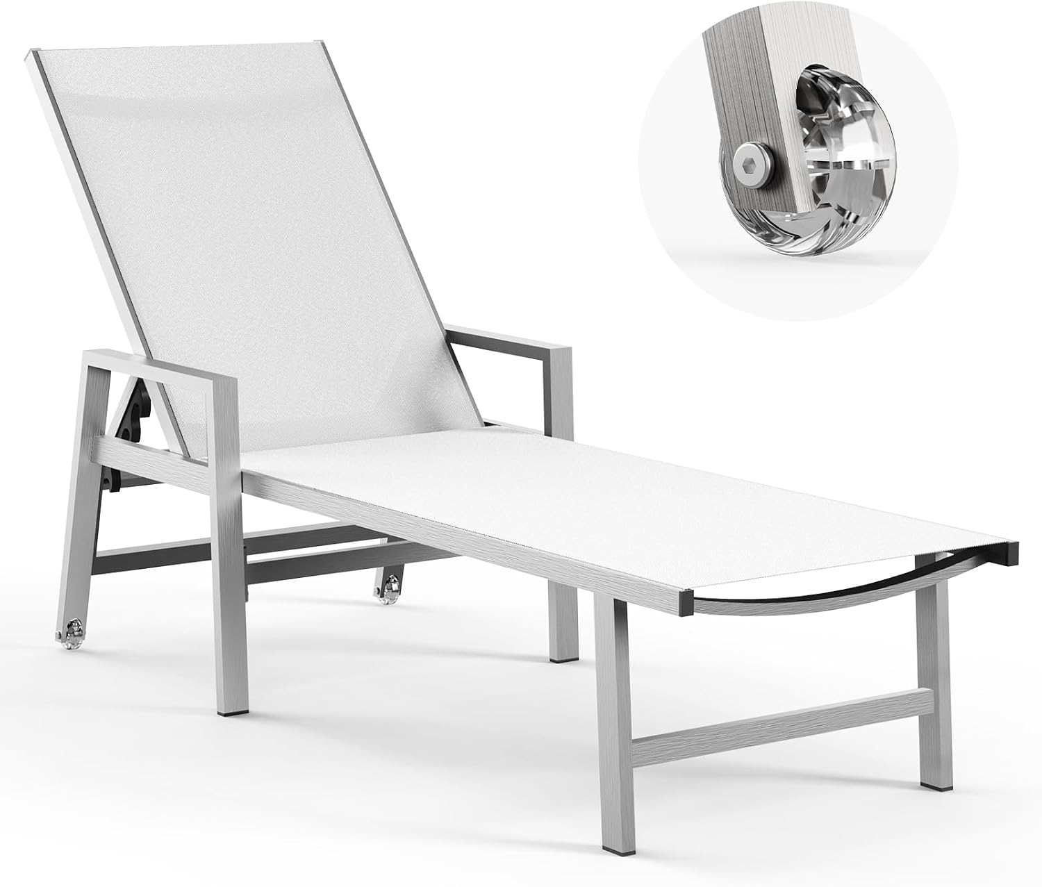 Aluminum Wheeled Adjustable Pool Patio Lounge Recliner Chair
