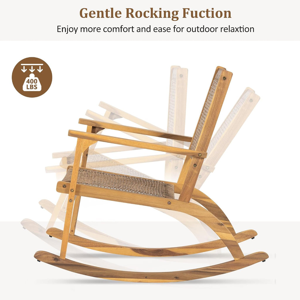 Acacia Wicker Rocking Chairs 2 Pack Heavy Duty 400lbs