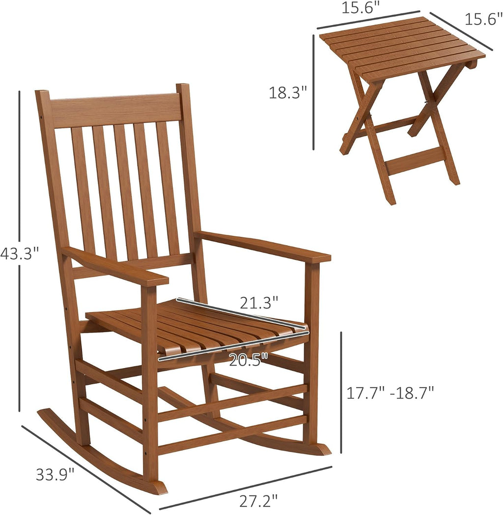 High Back Wood Rockers 2 Pack Side Table Teak