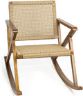Durable Teak Rocker Rattan Seat Multi Scene Use