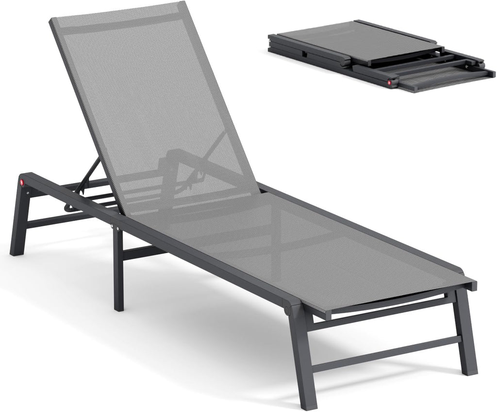 Foldable Aluminum Pool Adjustable Lounge Chair