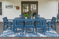 9pc HDPE Dining Set Blue Eight Chairs Umbrella Hole