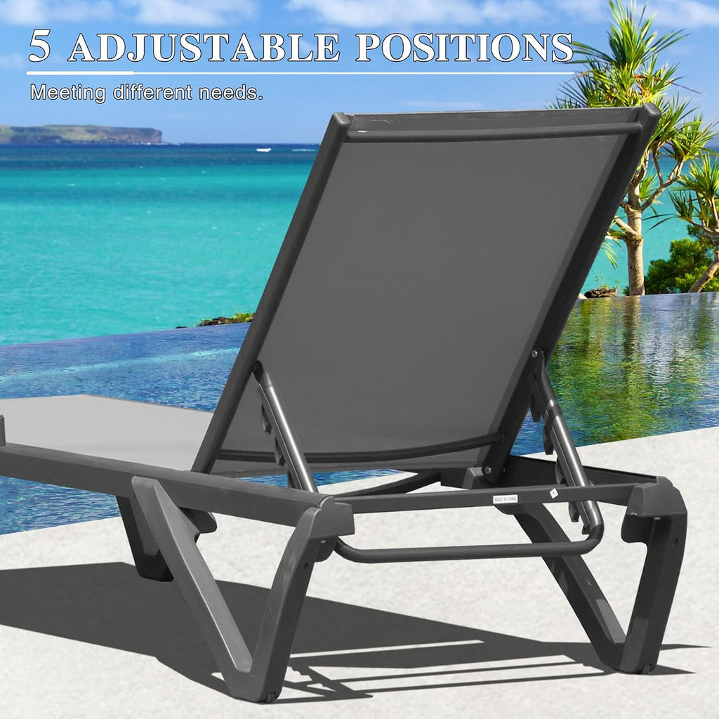 Adjustable Aluminum Textilene Pool Chaise Lounges