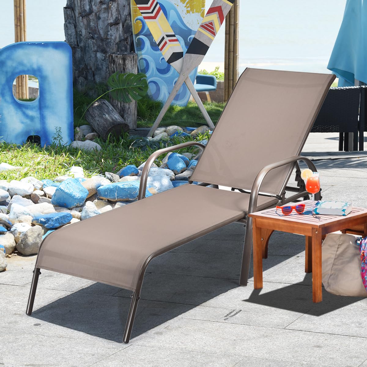 Adjustable Steel Patio Tanning Lounge Chair 2 Pack