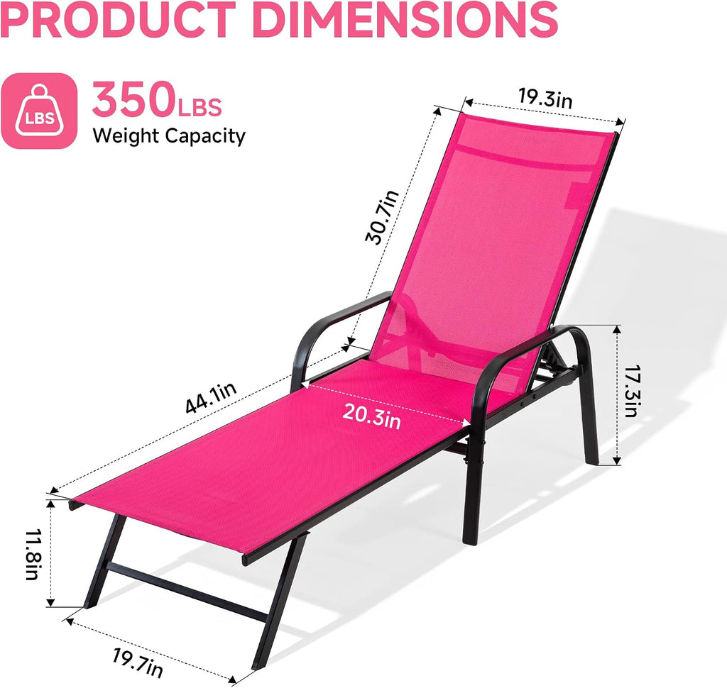 Adjustable Metal Pool Recliner Heavy Duty Patio Lounge Chair