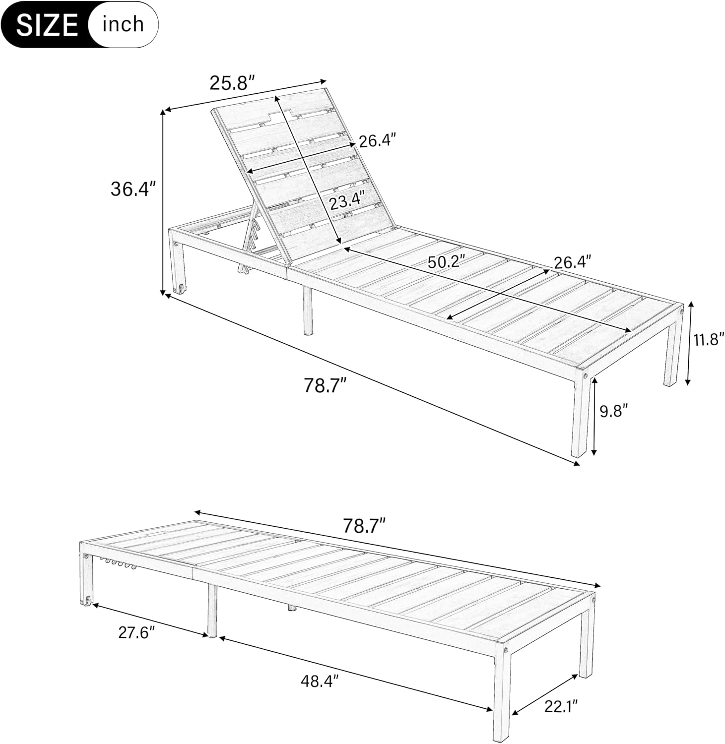Adjustable Metal Pool Recliner Chaise Lounge