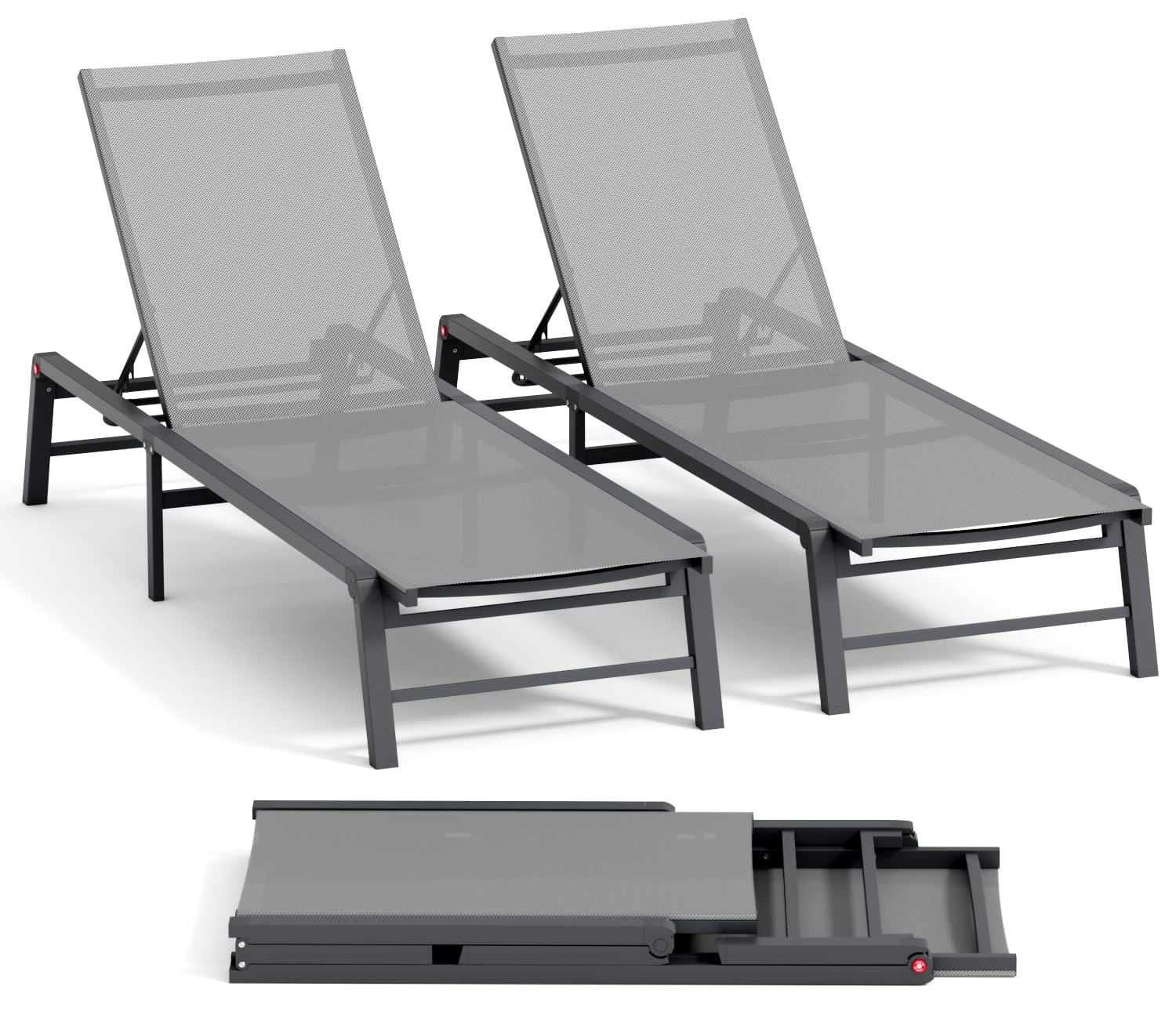 Foldable Aluminum Pool Adjustable Lounge Chair