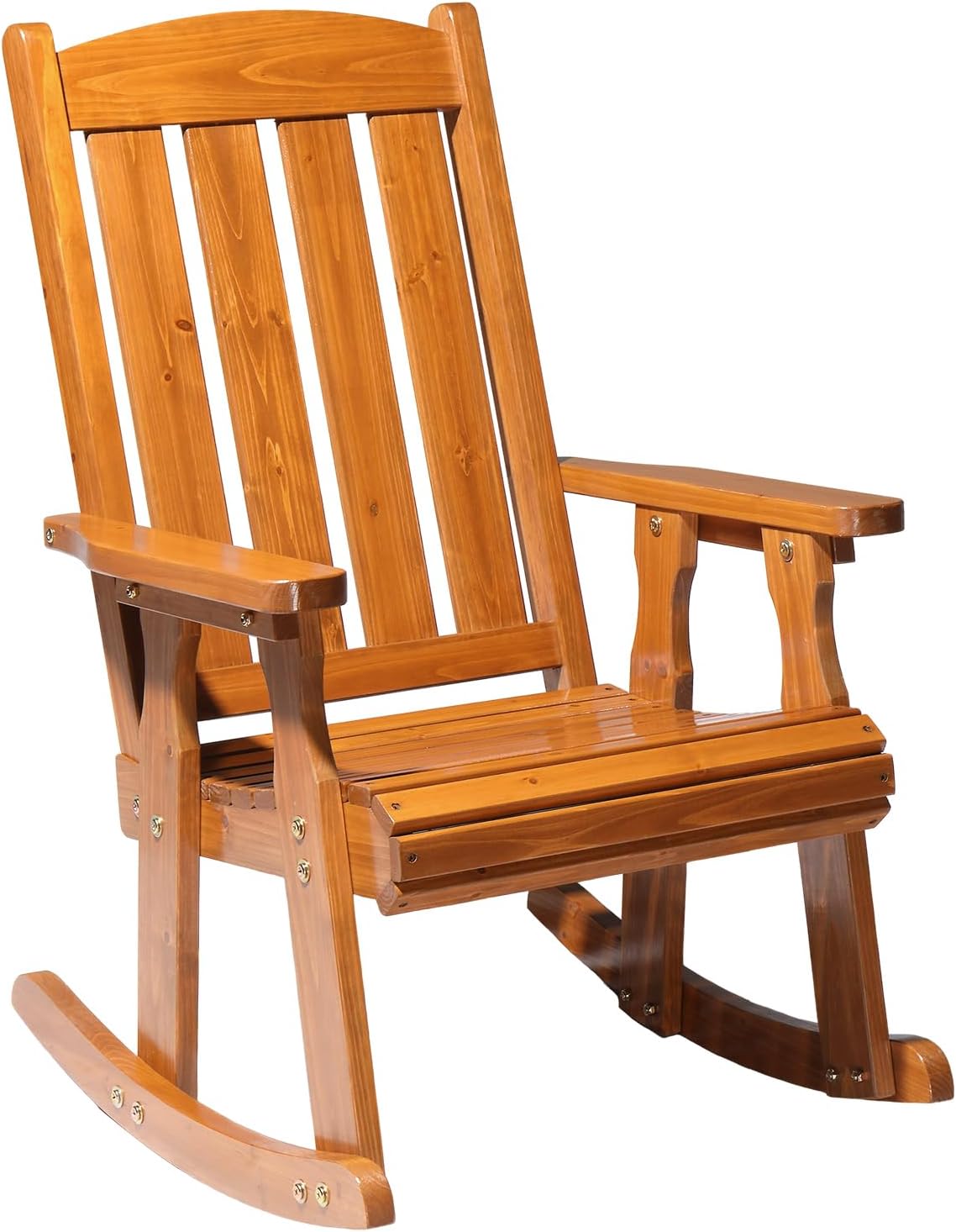 Heavy Duty Weatherproof High Back Wooden Patio Rocking Chair