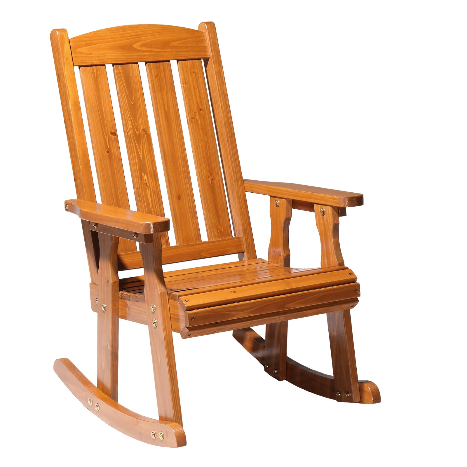 Heavy Duty Weatherproof High Back Wooden Patio Rocking Chair