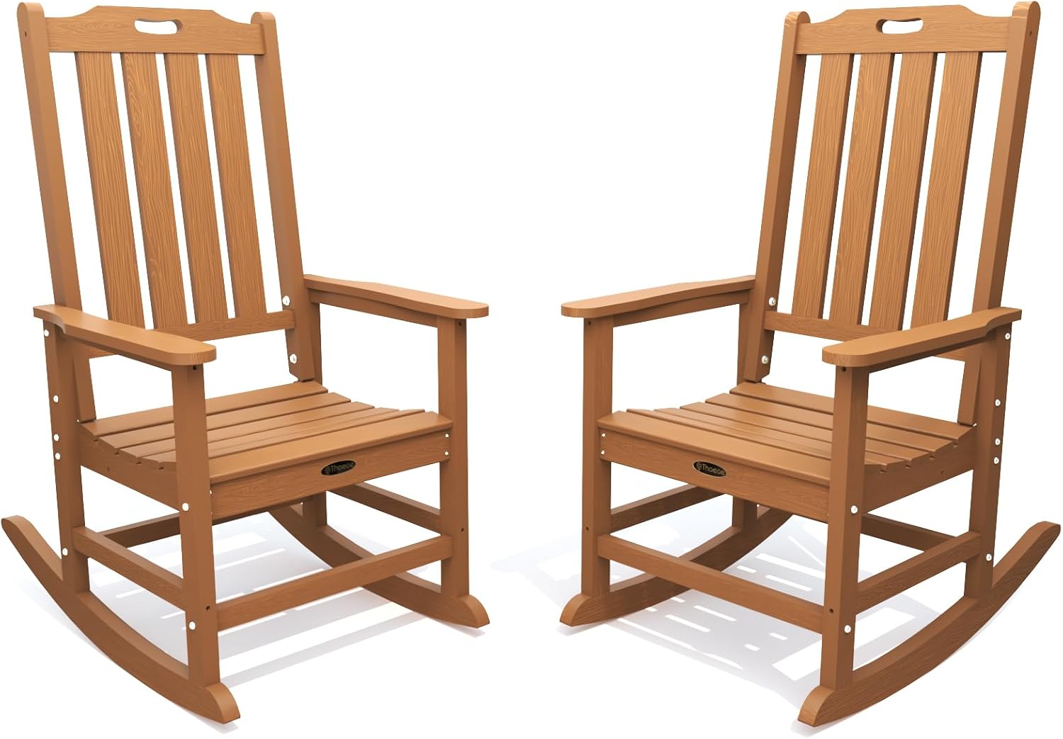 High Back HDPE Weatherproof Patio Rocking Chairs 2-Pack