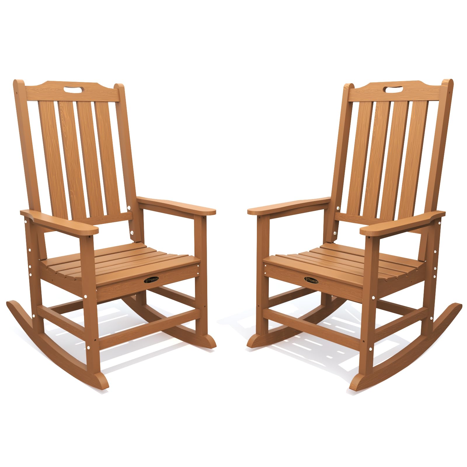High Back HDPE Weatherproof Patio Rocking Chairs 2-Pack