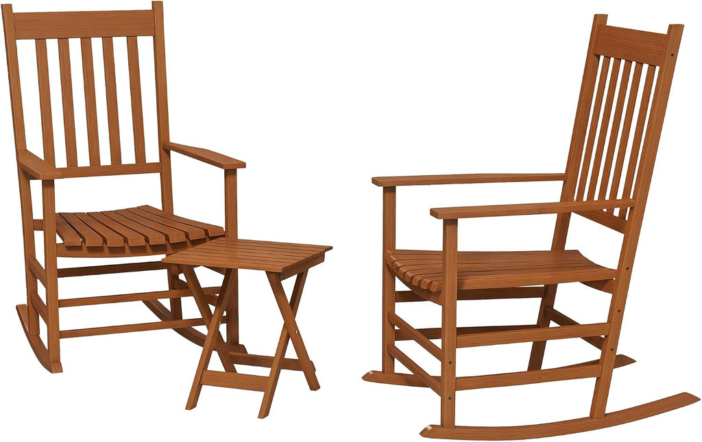 High Back Wood Rockers 2 Pack Side Table Teak