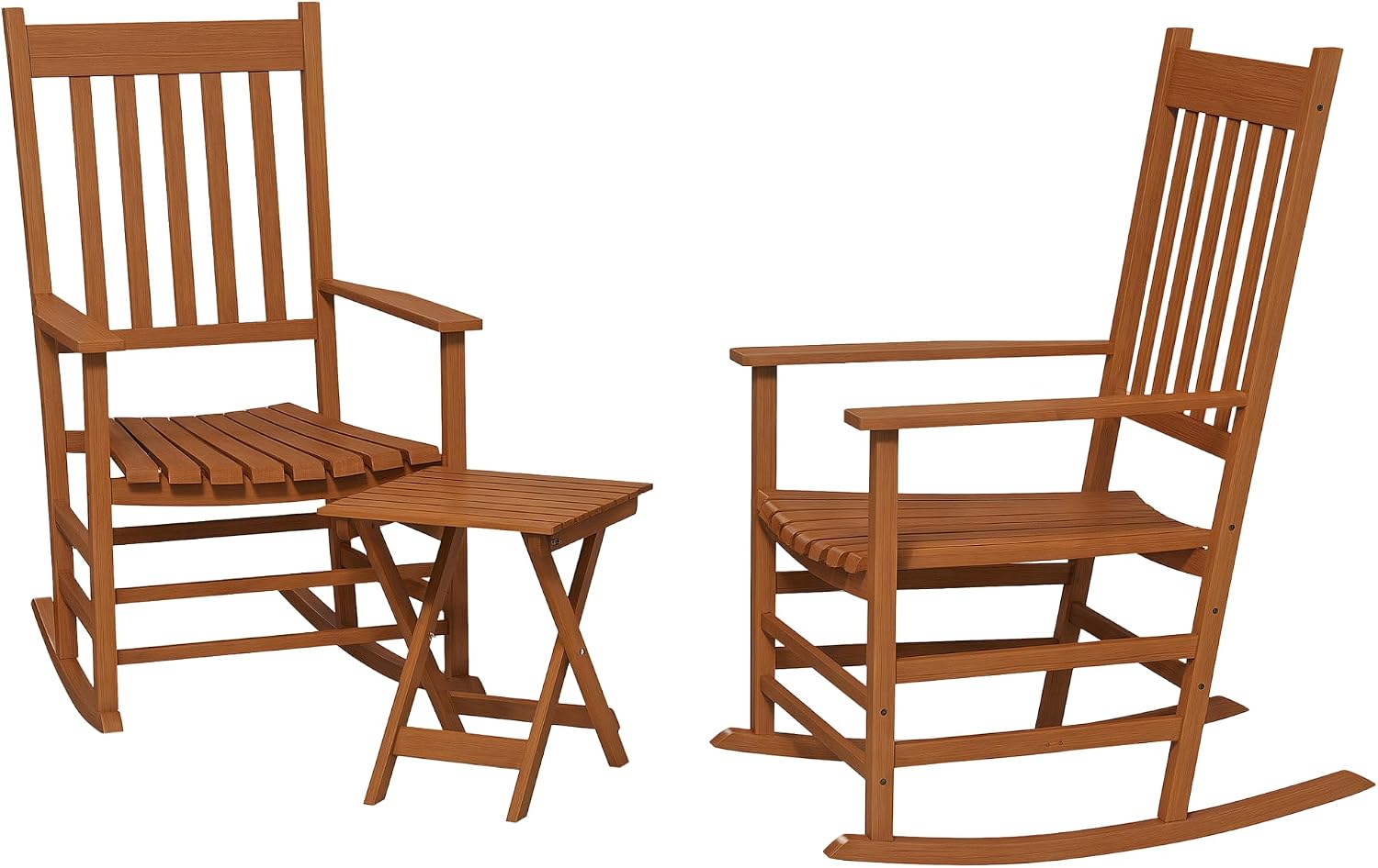 High Back Wood Rockers 2 Pack Side Table Teak