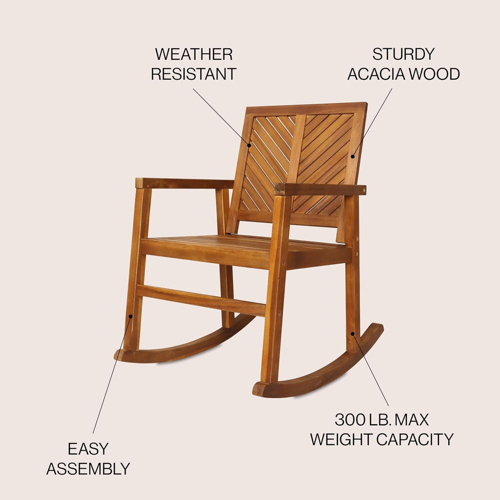 Acacia Wood Weatherproof Farmhouse Patio Rocking Chair