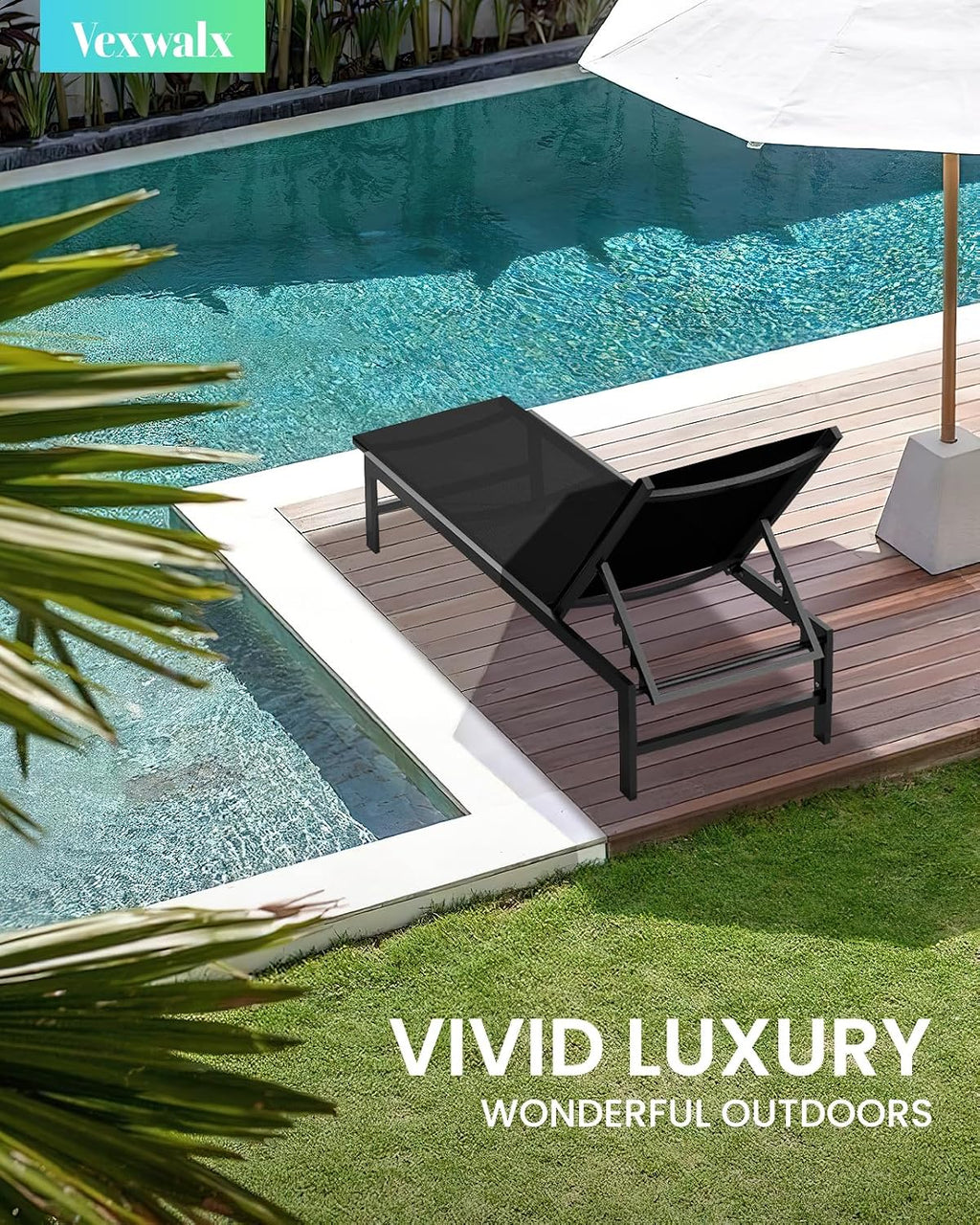 Aluminum 5-Position Patio Pool Chaise Lounge