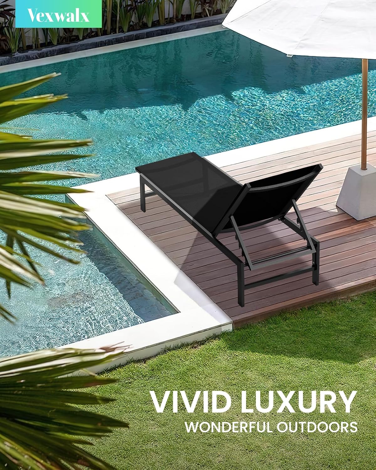 Aluminum 5-Position Patio Pool Chaise Lounge