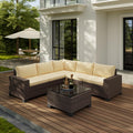 6pc PE Wicker Patio Set Thick Cushions Grey