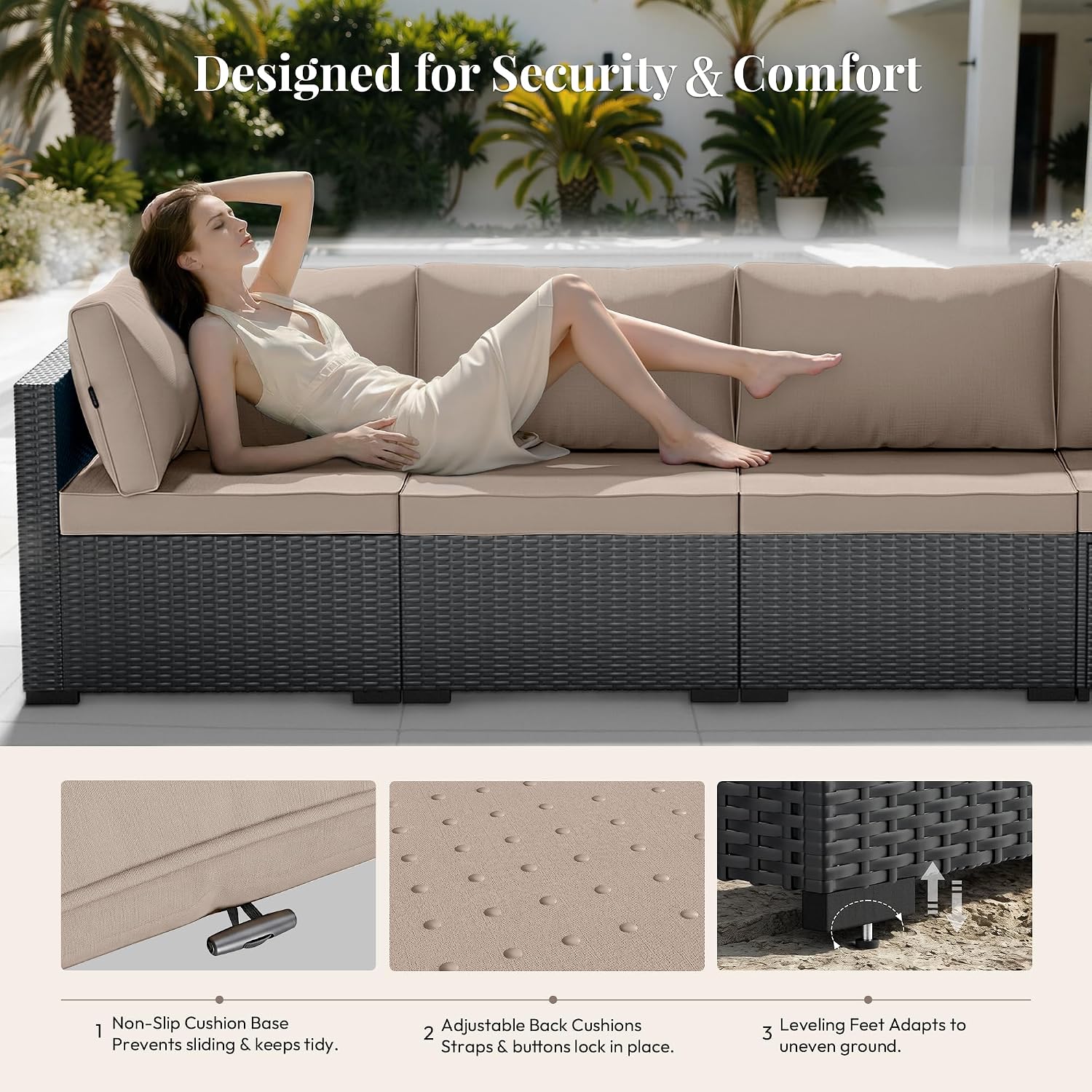 7 Piece Modular Wicker Sectional Patio Set