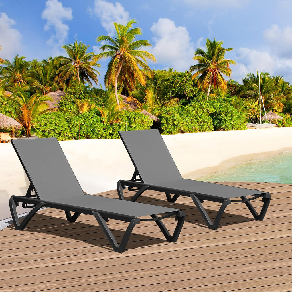 Adjustable Aluminum Textilene Pool Chaise Lounges
