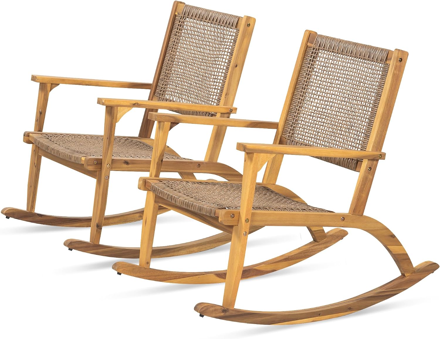 Acacia Wicker Rocking Chairs 2 Pack Heavy Duty 400lbs