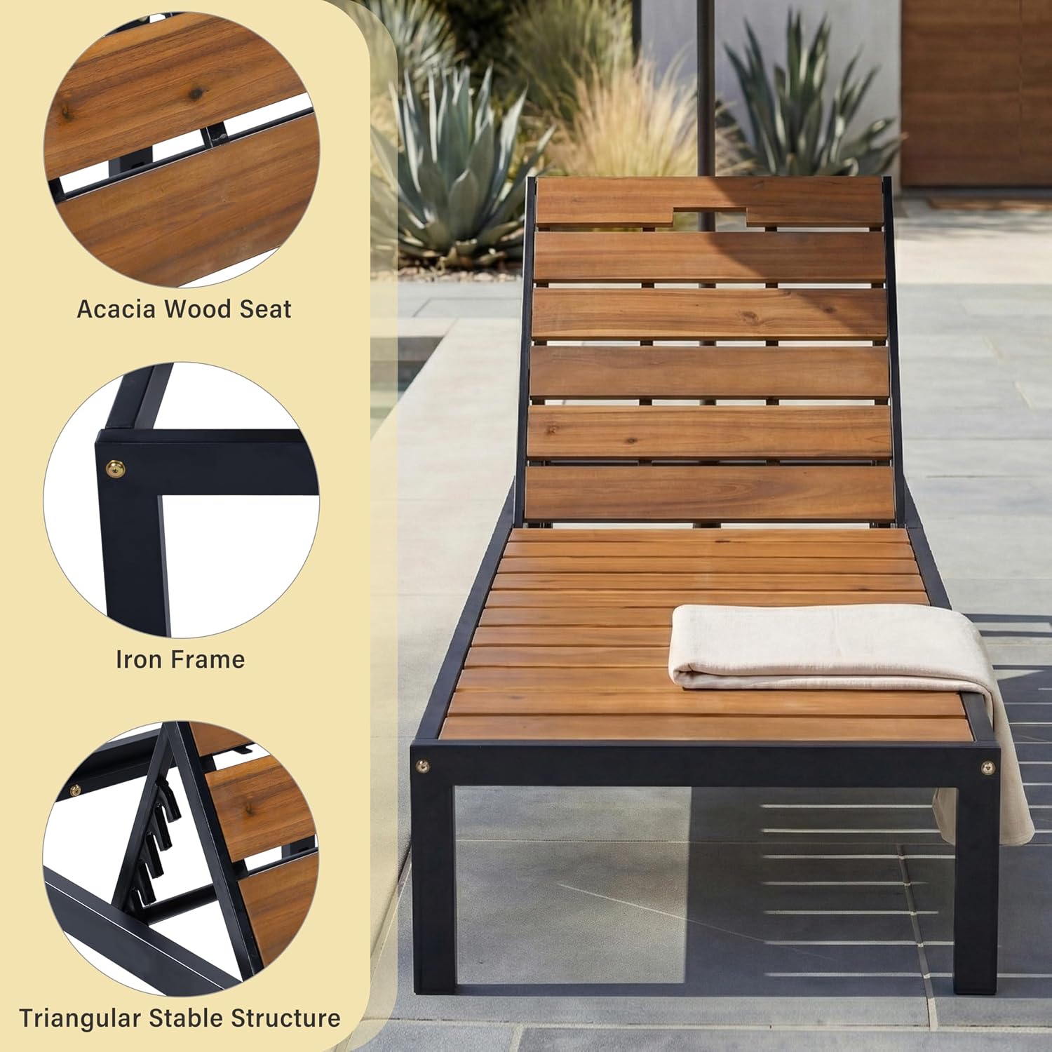 Adjustable Metal Pool Recliner Chaise Lounge
