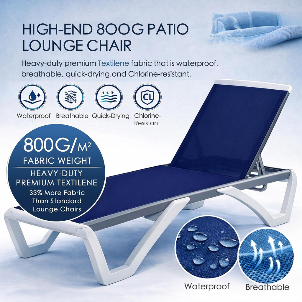 3-Piece Aluminum Textilene Patio Lounge Chair Set