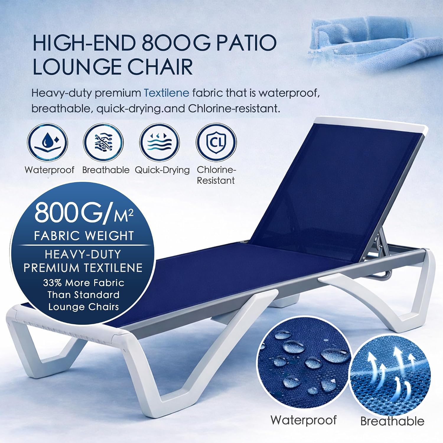 3-Piece Aluminum Textilene Patio Lounge Chair Set