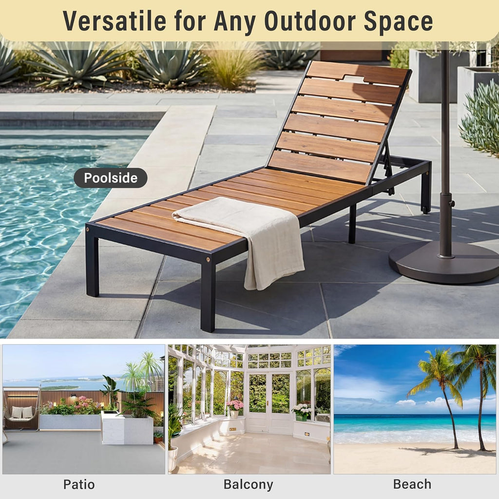 Adjustable Metal Pool Recliner Chaise Lounge