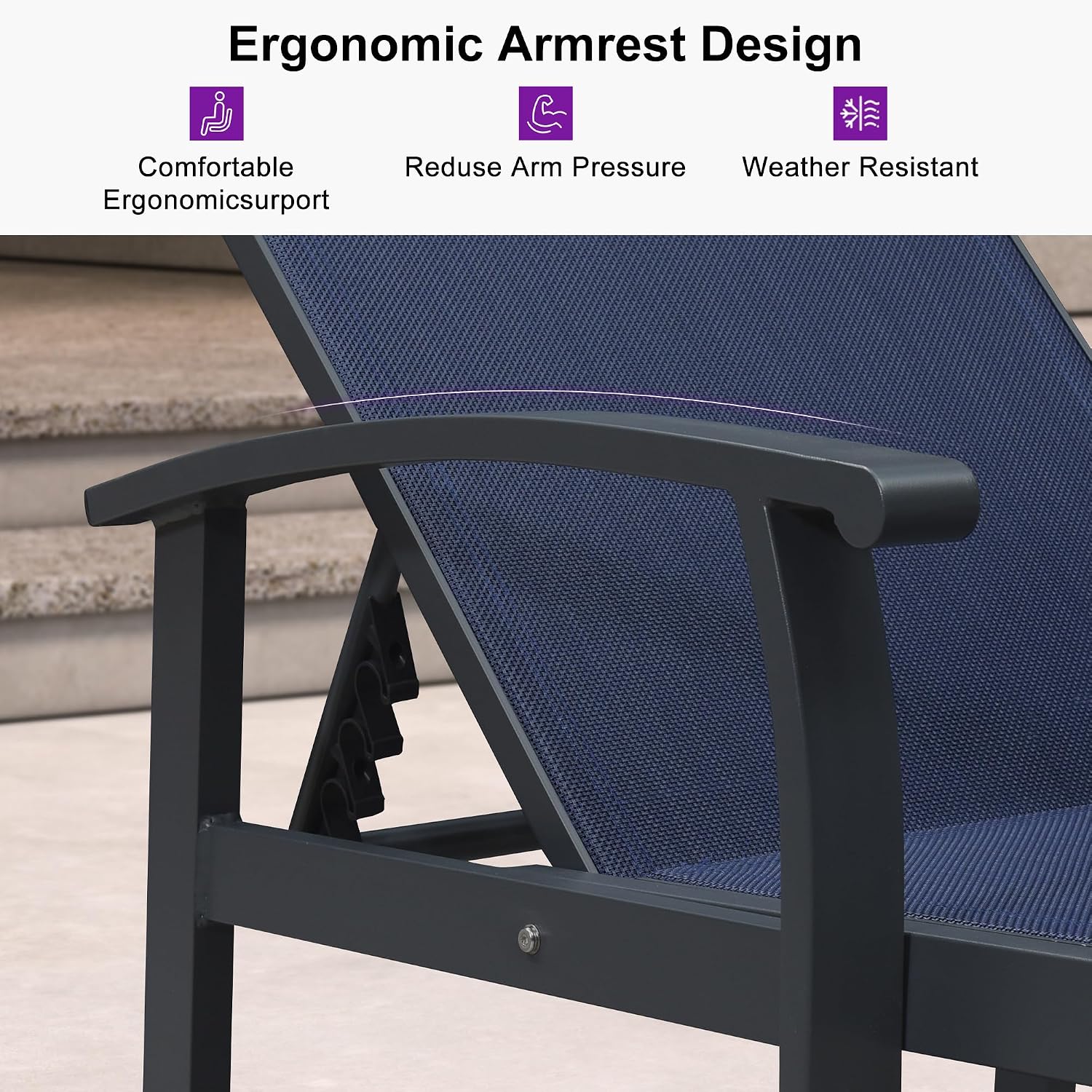 Two Aluminum Lounges with Side Table Armrests