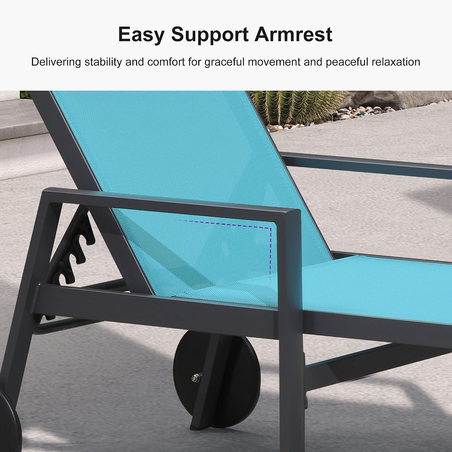 Aluminum Wheeled Patio Lounge Chair Set With Table Pillows