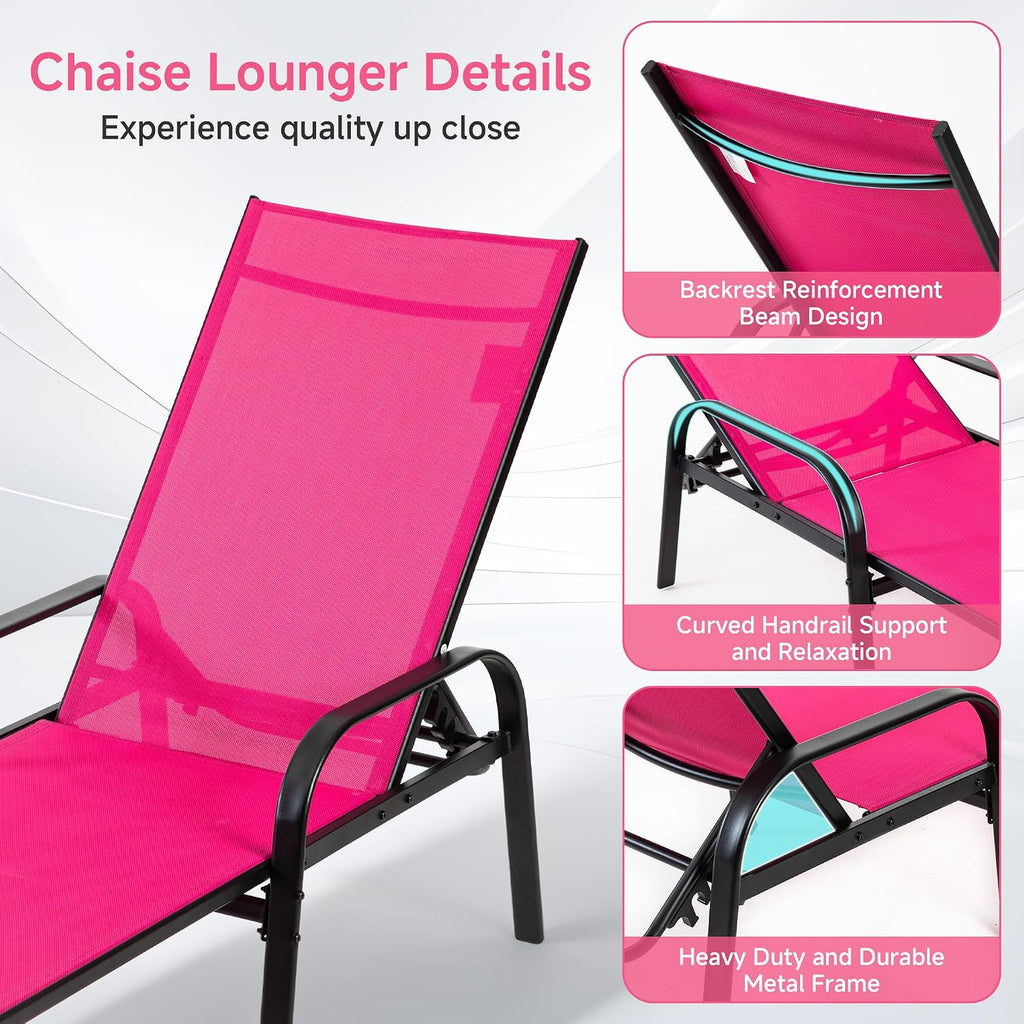 Adjustable Metal Pool Recliner Heavy Duty Patio Lounge Chair
