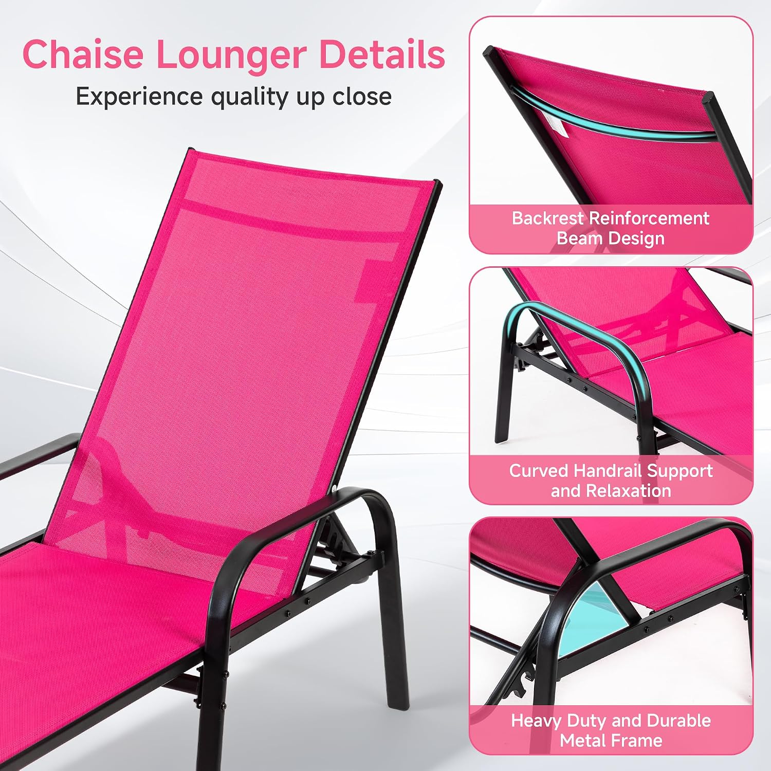 Adjustable Metal Pool Recliner Heavy Duty Patio Lounge Chair
