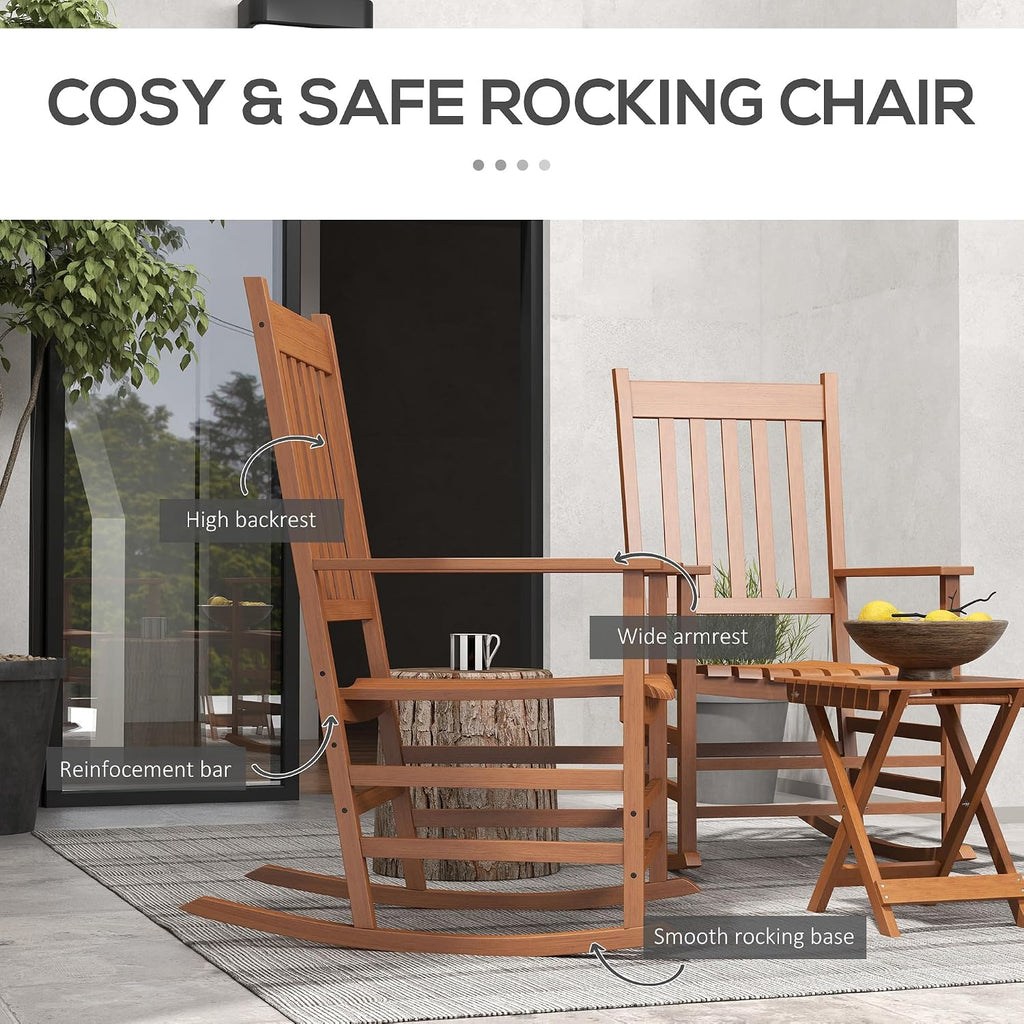 High Back Wood Rockers 2 Pack Side Table Teak