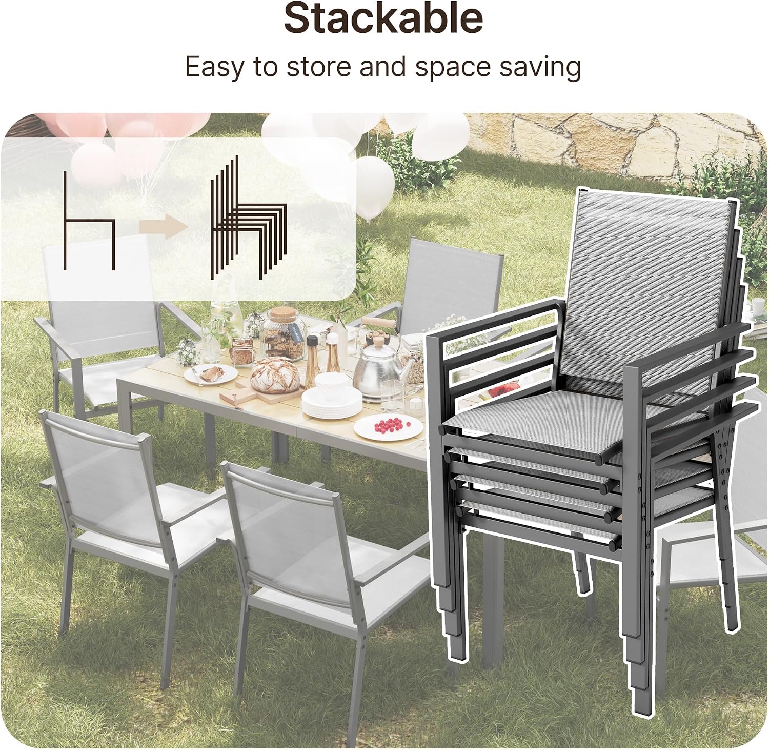 6 Seat Rectangular Dining Set Umbrella Hole Grey Brown