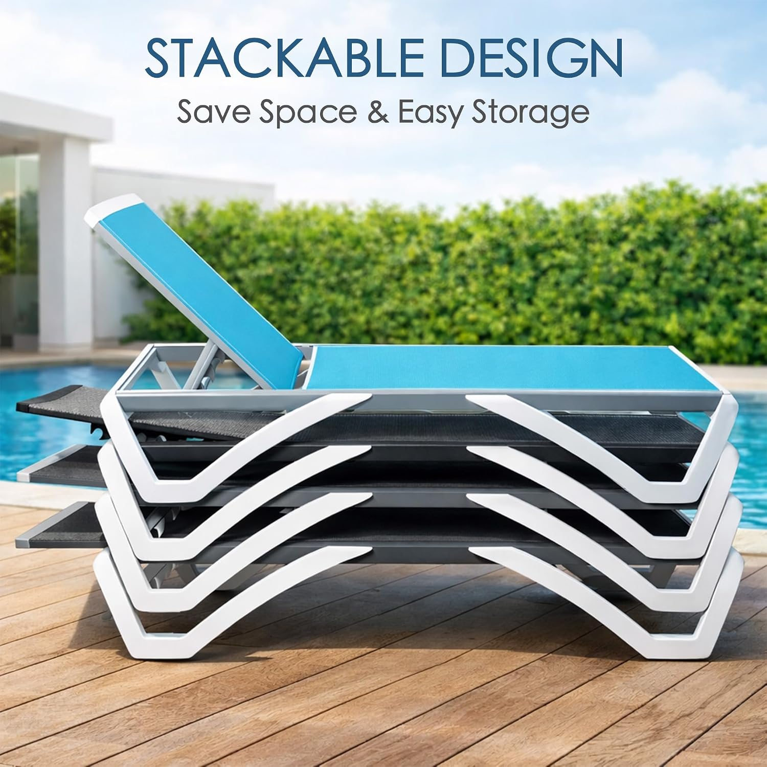 3-Piece Aluminum Textilene Patio Lounge Chair Set