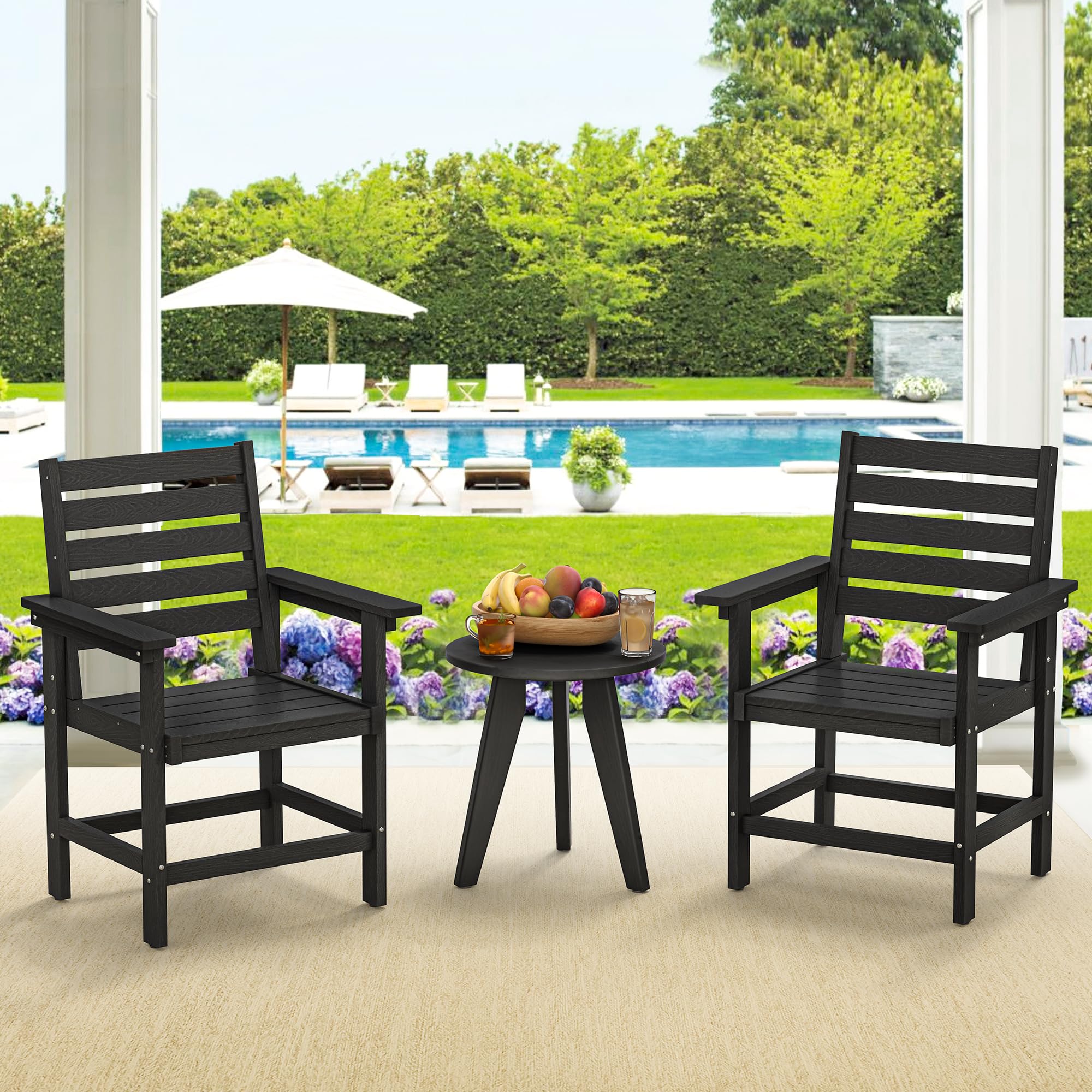 7pc Rectangular HDPS Dining Set Brown Umbrella Hole